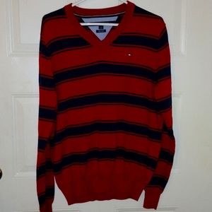 Tommy Hilfiger red and black stripped sweater size Medium